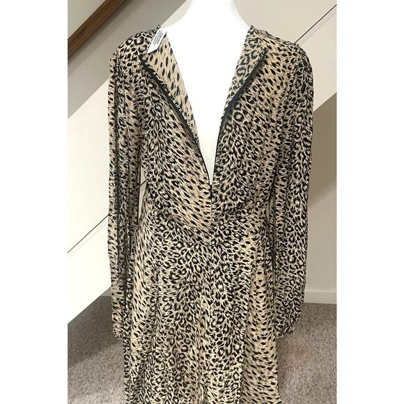 & Other Stories Long Sleeve Leopard Cheetah Animal Print Mini Dress Size 10 - Picture 5 of 9